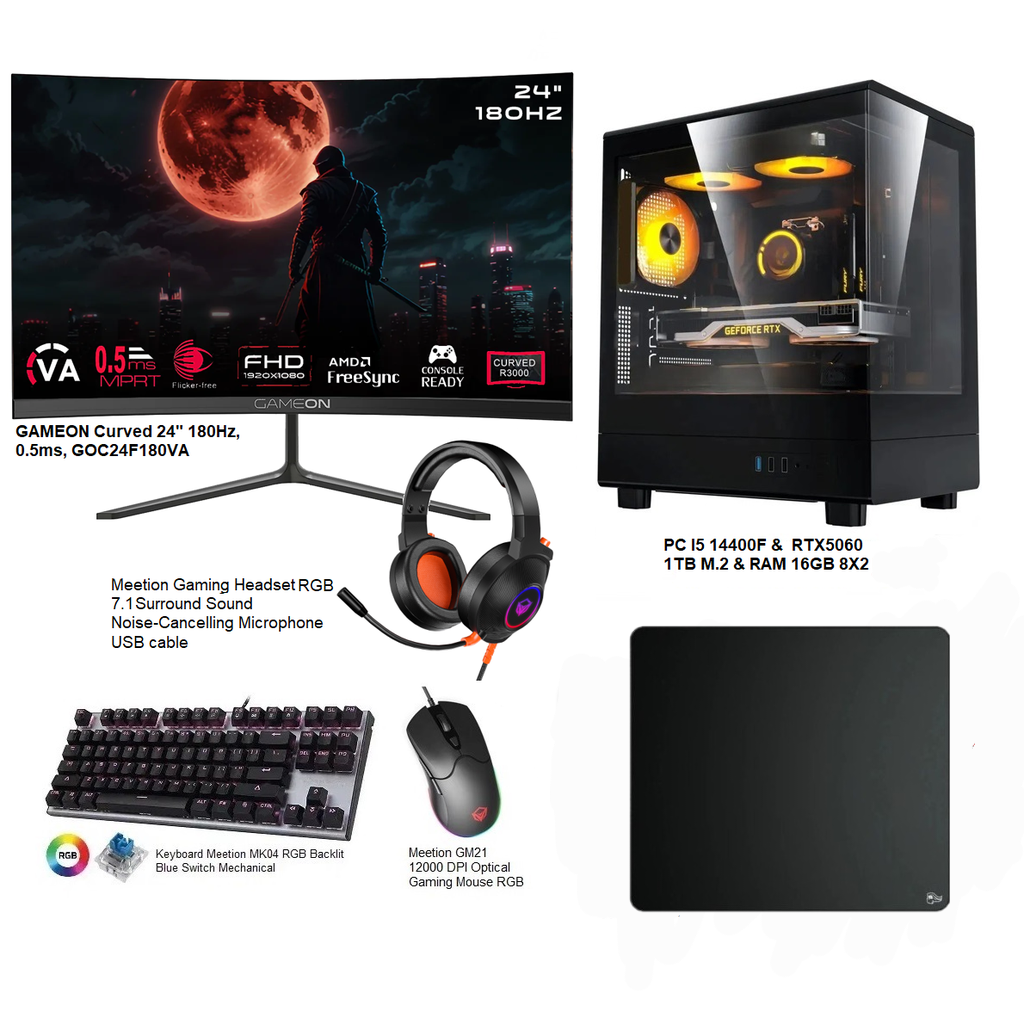 Gaming setup PC I5 14400F & RTX5060 GDDR7 & RAM DDR5 