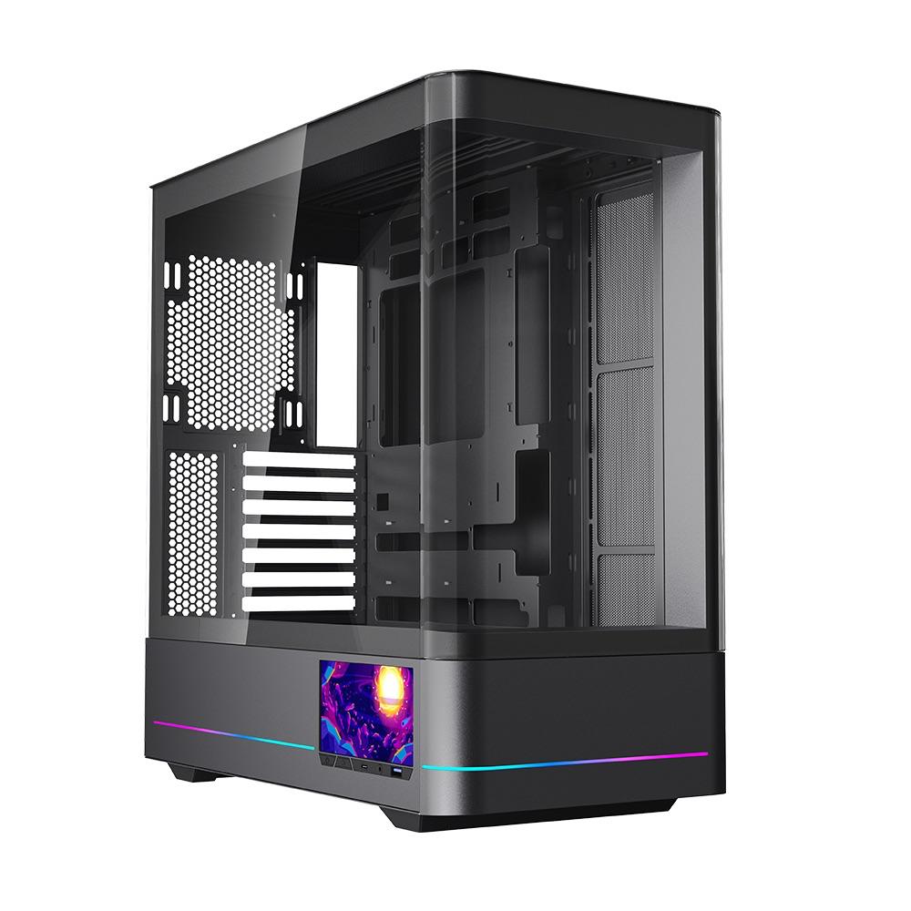 Jungle Leopard AC-02 ATX PC Gaming Computer Case black | 5.5 Inch Integrated LCD Screen& App
