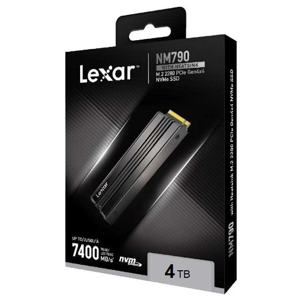  Lexar 4TB with Heatsink NM790 M.2 SSD NVMe PCIe Gen4x4 7400MB/S