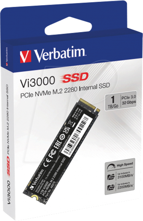  1TB M.2 PCIe NVMe 2280 Internal SSD Vi3000 Verbatim