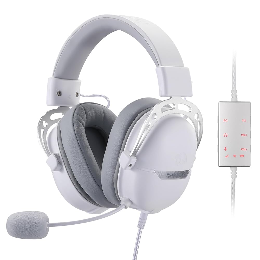 Redragon H376 Aurora Wired Gaming Headset White, Virtual 7.1 Surround Sound