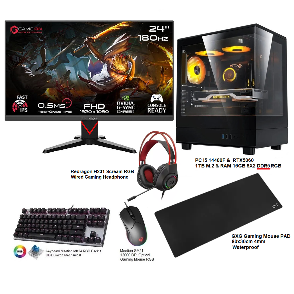 Gaming setup PC I5 14400F & RTX5060 GDDR7 & RAM DDR5 