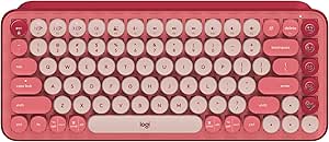 Logitech POP Keys Mechanical Wireless Keyboard with Customizable Emoji Keys - Heartbreaker Rose
