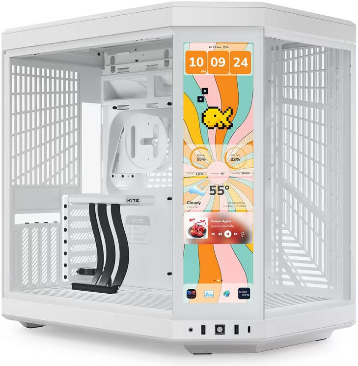 HYTE Y70 Touch Infinite  Snow White Dual Chamber Mid-Tower ATX PC Gaming Case, Supports Up to 360mm Radiator & 10x 120mm Fans, Nexus Touch, 1x USB-C 3.2 Gen 2, 2x USB-A 3.2 Gen 1,| CS-HYTE-Y70TTI-WW
