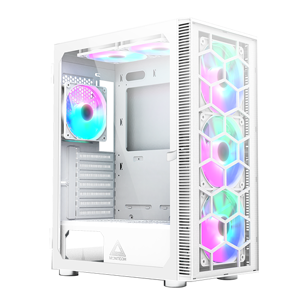 CASE MONTECH X3 GLASS WHITE - 6 FANS