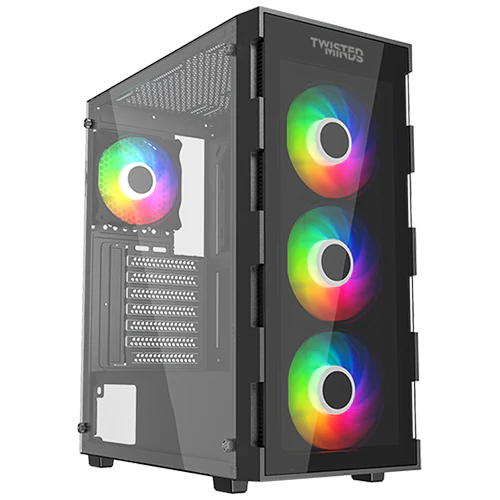 Twisted Minds Titan Glass Mid Tower Gaming Case - 3 FANS RGB TM-GM-III-B