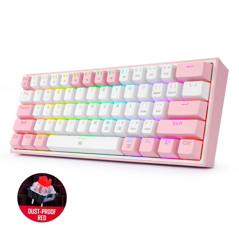 KEYBOARD REDRAGON K617-RGB PINK/WHITE