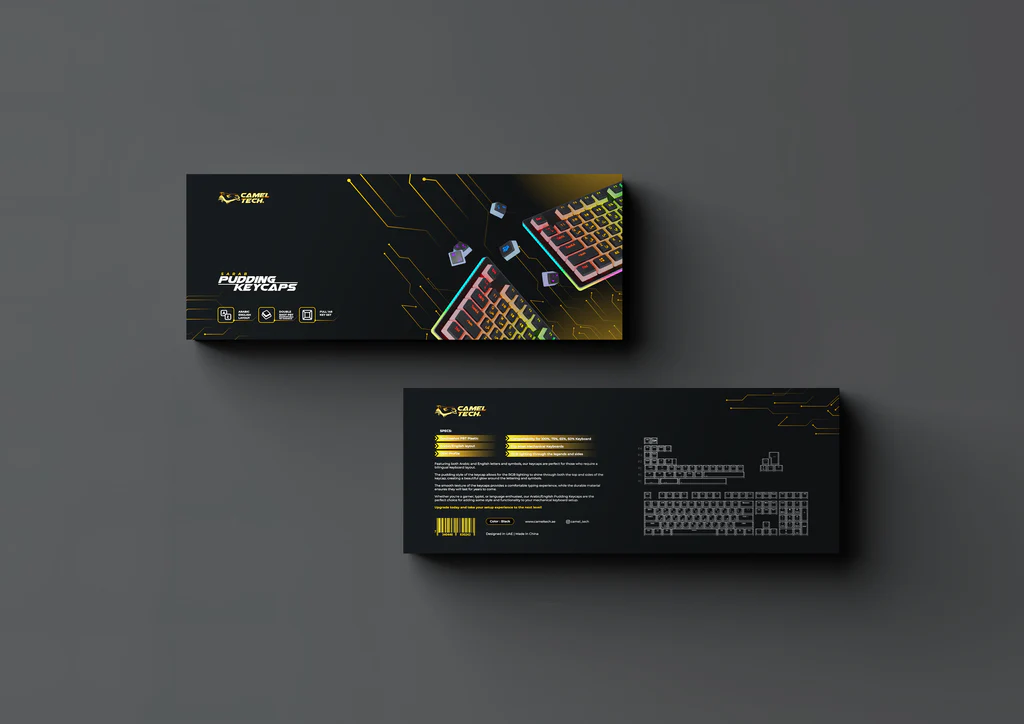 Pudding Keycaps CamelTech - black - Arabic layout