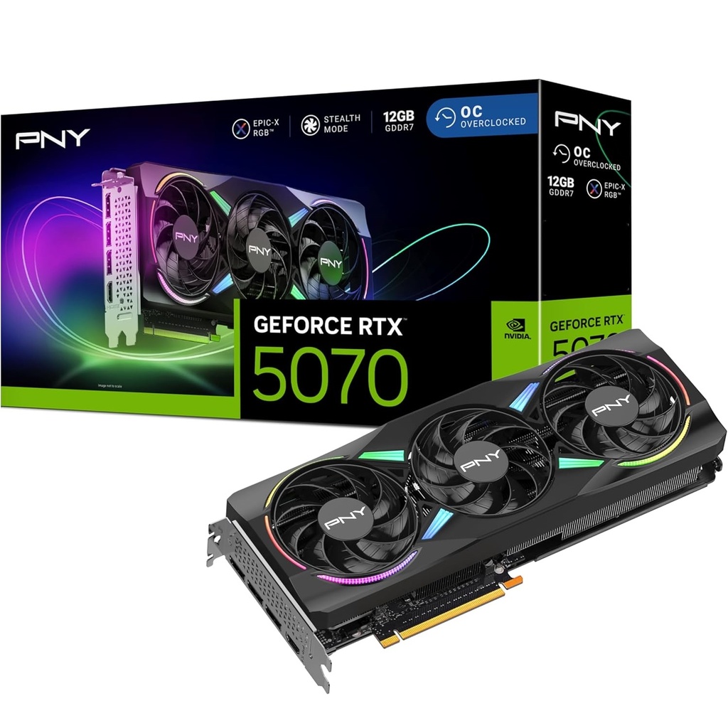 PNY GeForce RTX™ 5070 12GB ARGB OC Triple Fan Graphics Card