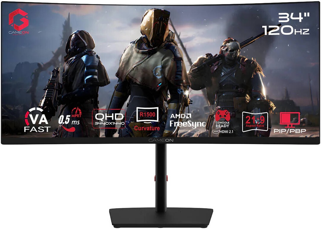GAMEON 34" CURVED 120HZ FAST VA 0.5MS HDMI2.1 WITH SPEAKER - GOC34WQHD120VA
