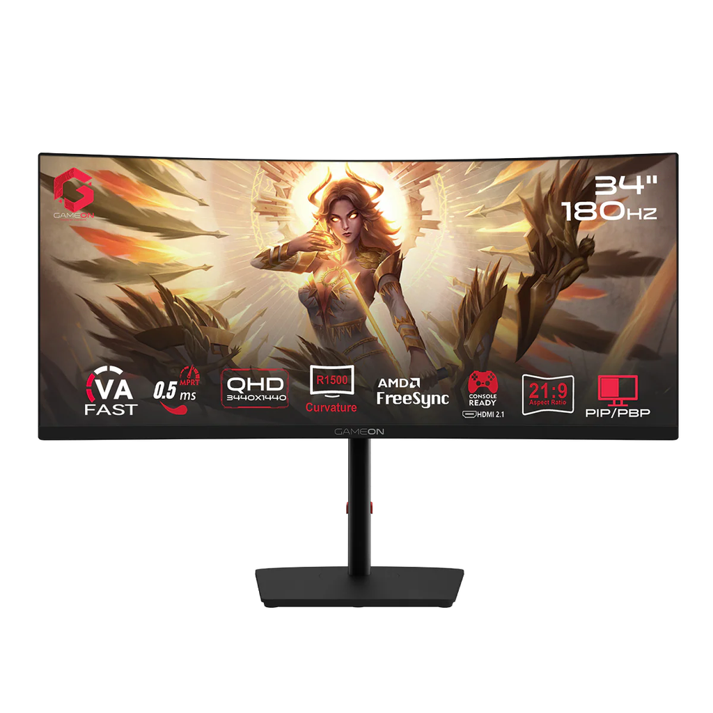 GAMEON 34" 2K 180HZ 0.5MS CURVED HDMI2.1 WITH SPEAKER - GOC34WQHD180VA