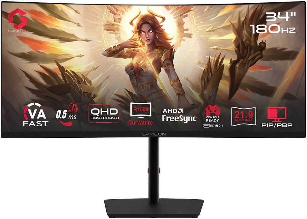 GAMEON 34" CURVED 180HZ FAST VA 0.5MS HDMI2.1 WITH SPEAKER - GOC34WQHD180VA