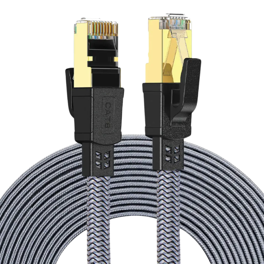 Network Cable CAT8 10M Twisted Minds Flat Braided ,Transmission Rate 40GBPS / 2000MHZ ,- TM-CAT8-10M