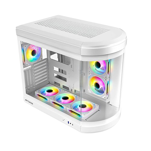 Tortox Vidrio ATX Full Tower Case, 6 Pre-Installed ARGB Fans, White
