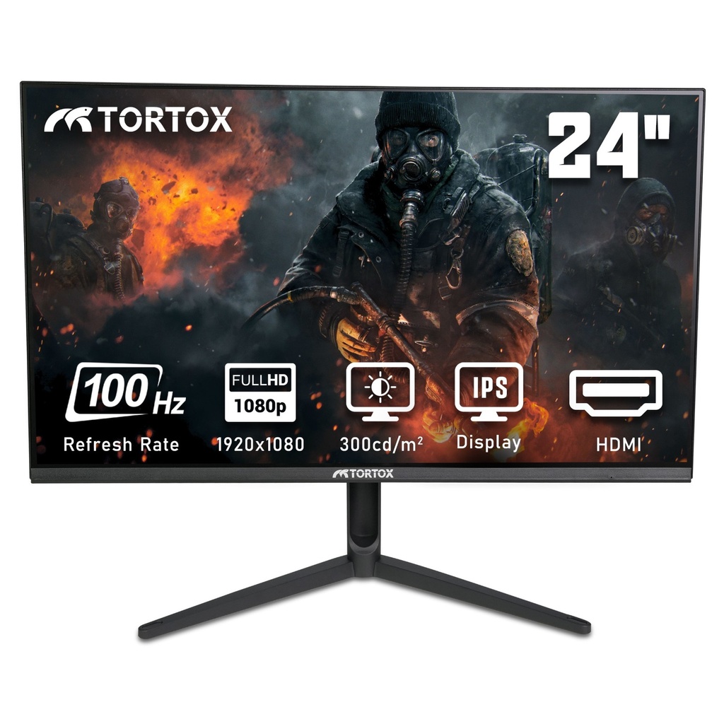 Tortox P24i100 24 inch IPS 1Ms 100hz FHD Gaming/Office Monitor, 97%sRGB, Clear Vision Processor, Eye Care, HDMI/ VGA Port