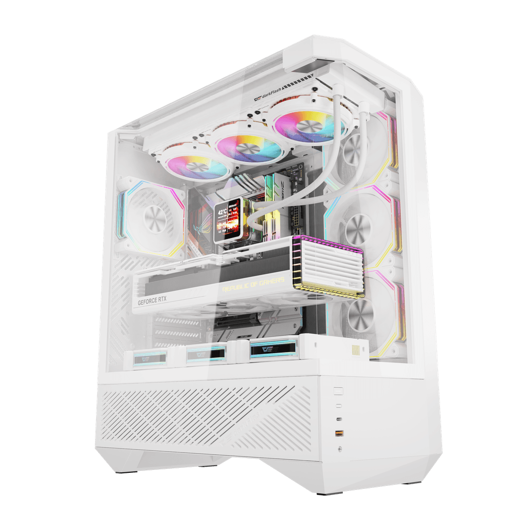 Case DarkFlash DY460 White ATX with 4x ARGB Fans
