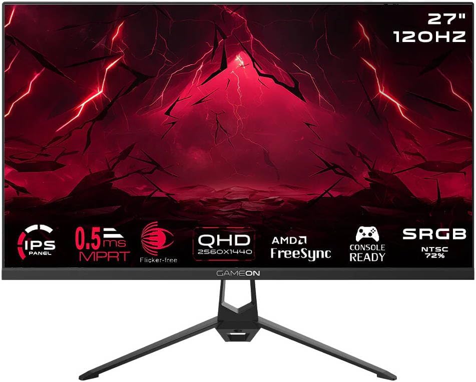  GAMEON 27″ 2K 120Hz 0.5ms Fast IPS 2560×1440 QHD Gaming Monitor GAMEON 27″ 2K 120Hz 0.5ms Fast IPS 2560×1440 QHD Gaming Monitor HDMI 2.1 GOES27QHD120IPS 