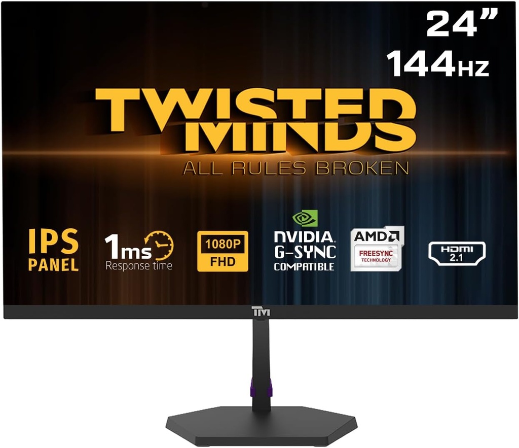 Twisted Minds 24” 144hz 1MS, IPS HDMI 2.1 & DP 1.4 Gaming Monitor TM24FHD144IPS
