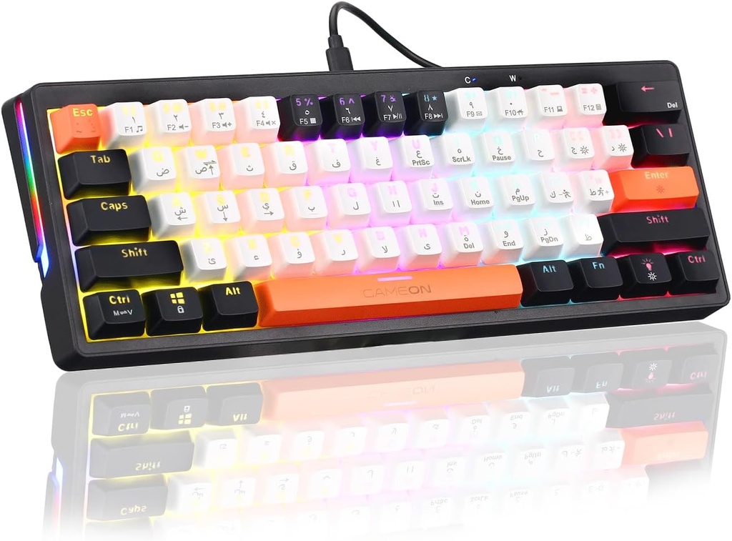 OPEN BOX - GAMEON AEROX Series GOMK160-RS 60% RGB Mechanical Wired Gaming Keyboard, Red Switch - English/Arabic