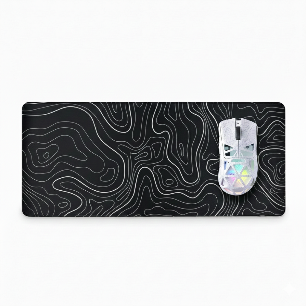 MOUSE AND MOUSE PAD / BLACK WHITE