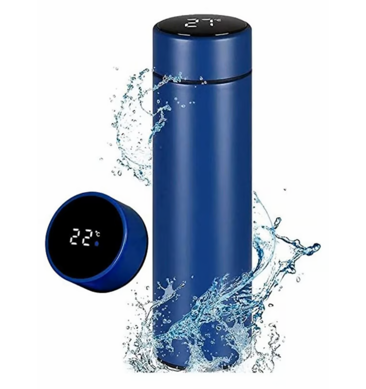 Smart Thermos Cup Portable LCD Temperature Display BLUE