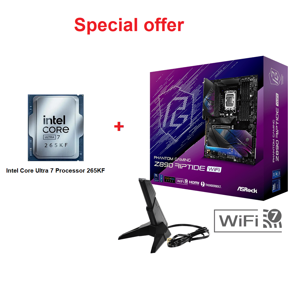  ASRock Z890 Riptide WiFi D5 ATX + Intel Core Ultra 7 Processor 265KF 