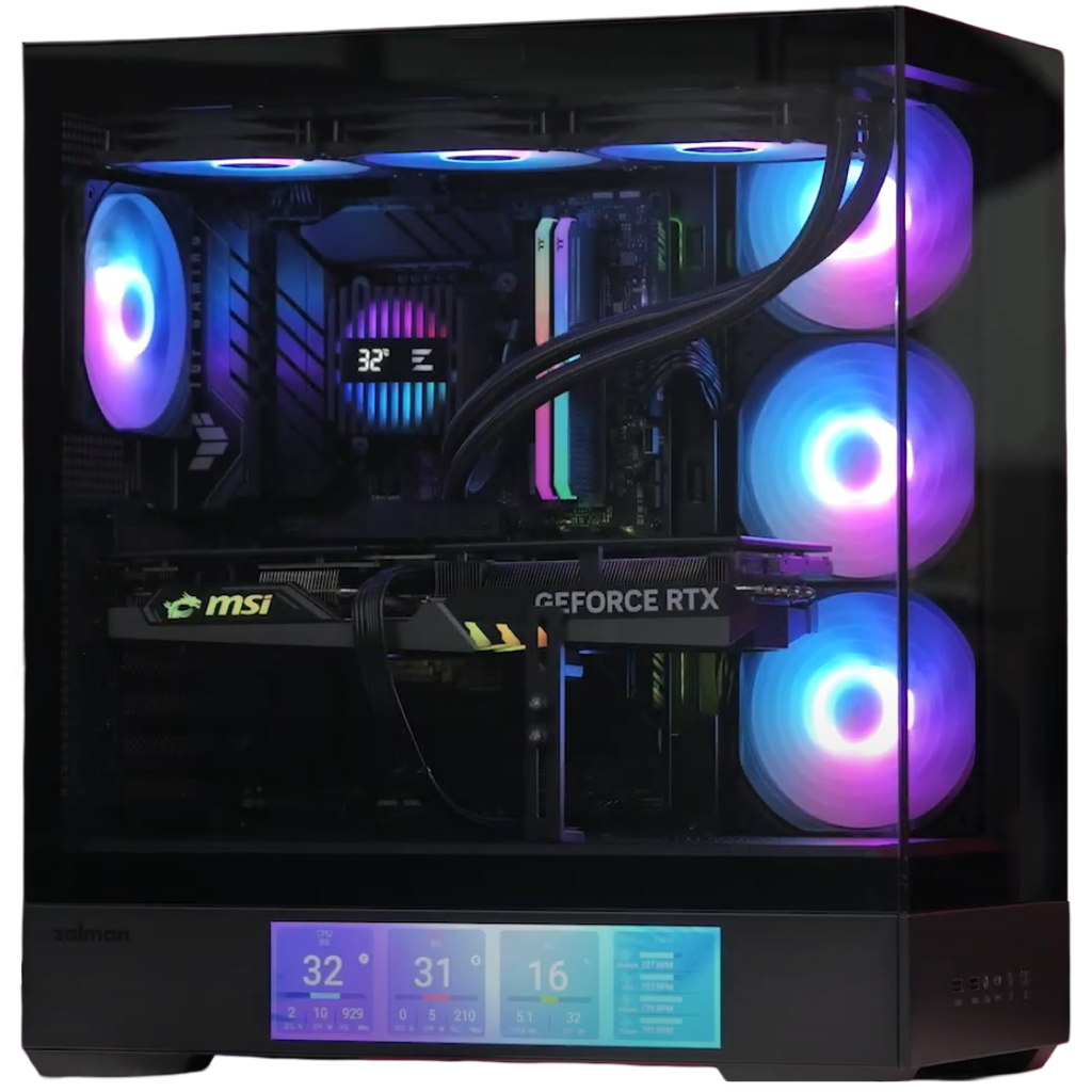 Zalman P40 DS ATX Case with 9.1 inch LCD Display BLACK