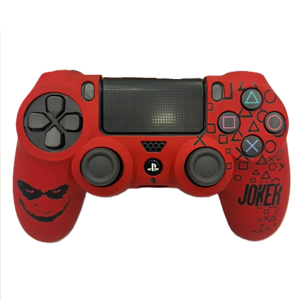 PS4 Controller Skin Theme Silicone Protective Skin Case Cover for PS4 Joker-Red 