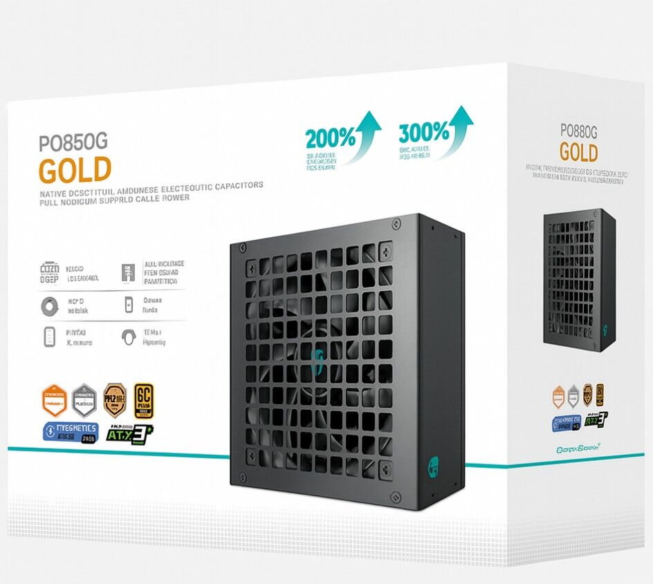 DeepCool PQ850G 850W Gamer Storm 80 Gold Cybenetics Fully Modular ATX Power Supply 120mm Fan, Japanese Capacitors, DC to DC, ATX12V V3.1