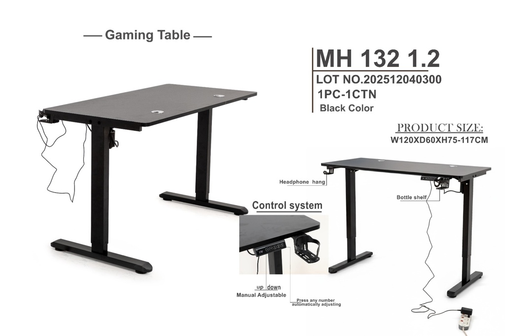  Gaming Table 132-Black