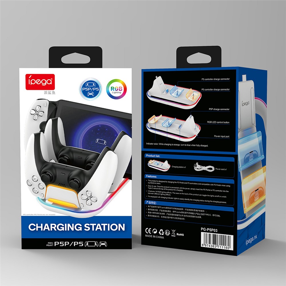 IPEGA CHARGING STATION 3in1 RGB WHITE ROF PS5 PS5P / PG-P5P03