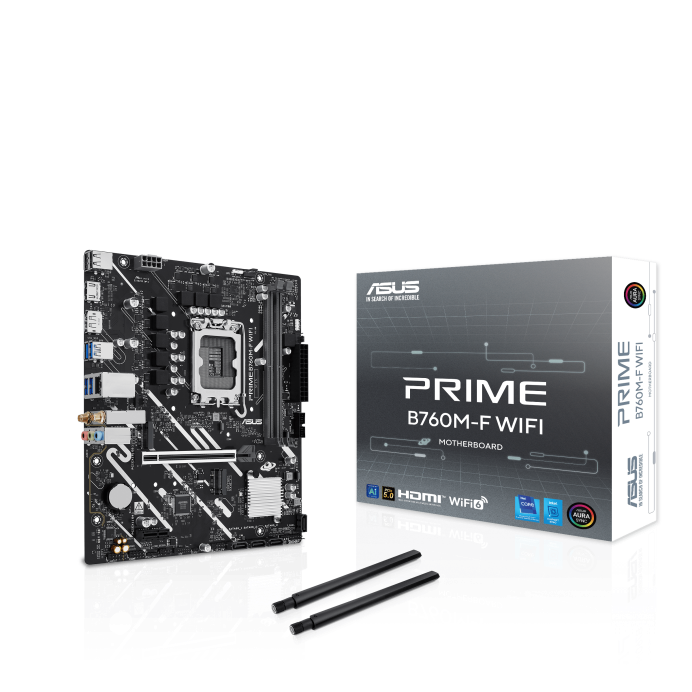 ASUS PRIME B760M-F WIFI LGA 1700 micro-ATX motherboard with PCIe 5.0