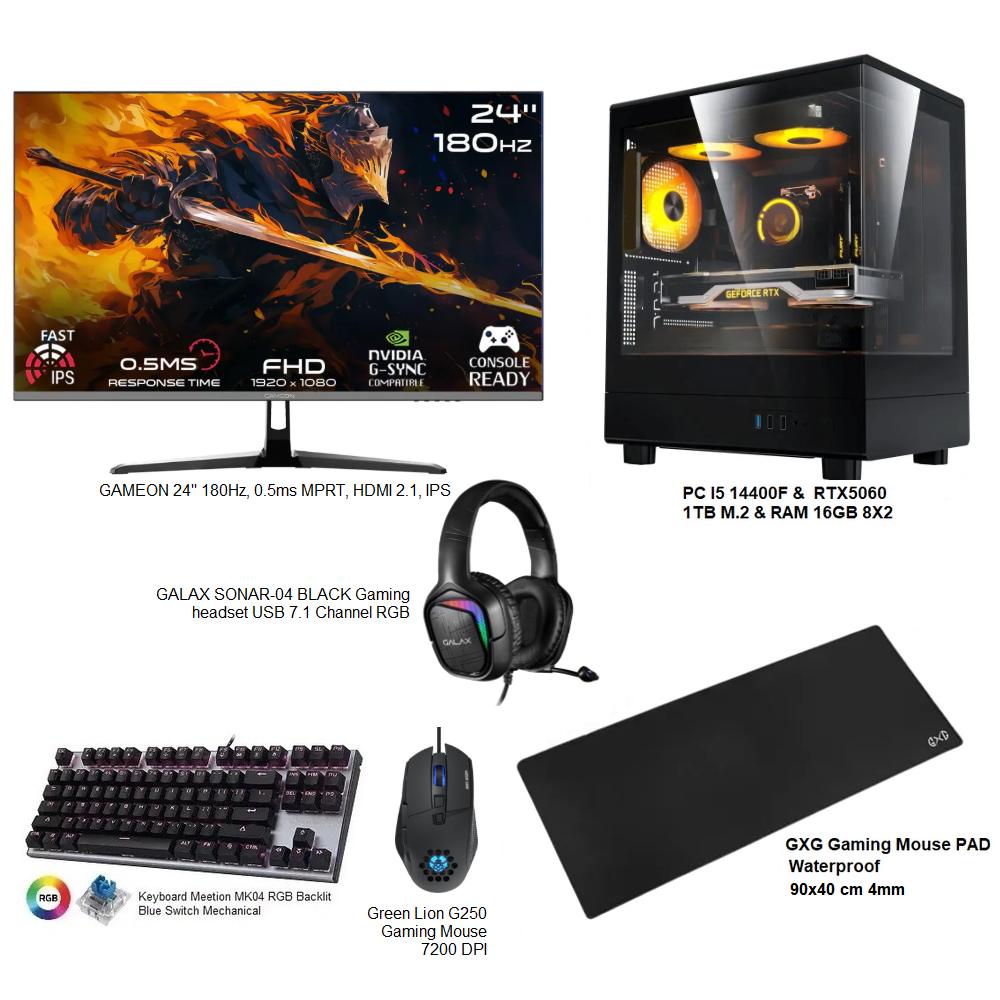 Gaming Full setup PC Intel Core i5 & RTX5060 GDDR7  