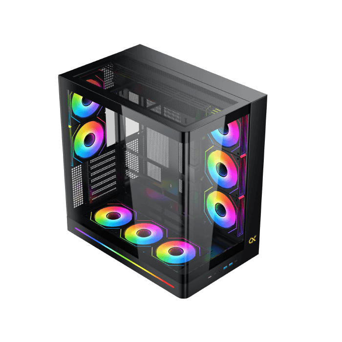 Xigmatek Pano II Air Tempered Glass E-ATX Case - Black with 8 fans ARGB| EN48517