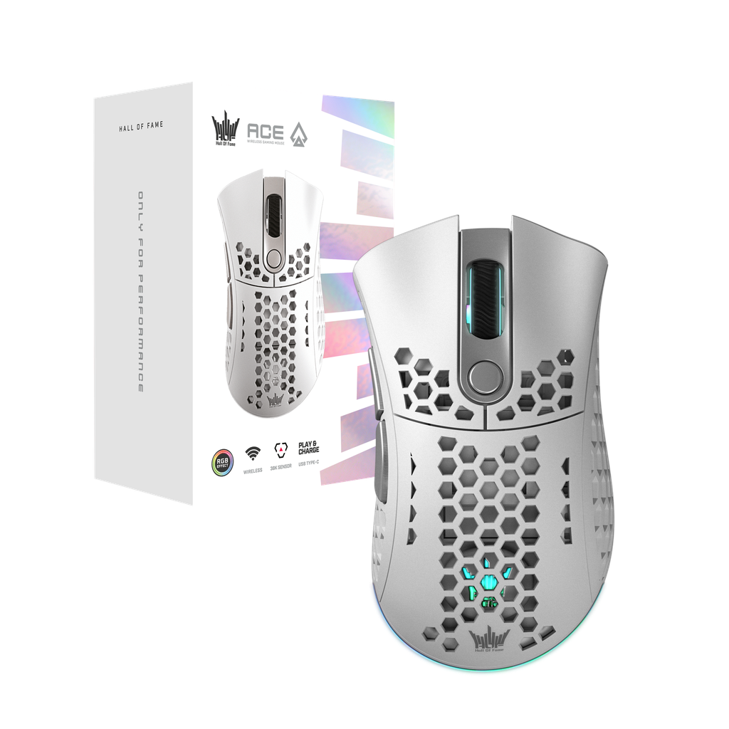 GALAX HOF M2 White Gaming mouse Wireless, 38000 DPI, PixArt Optical Sensor,1000 Hz, USB Type-C, BATTERY LIFE Up to 90 hours