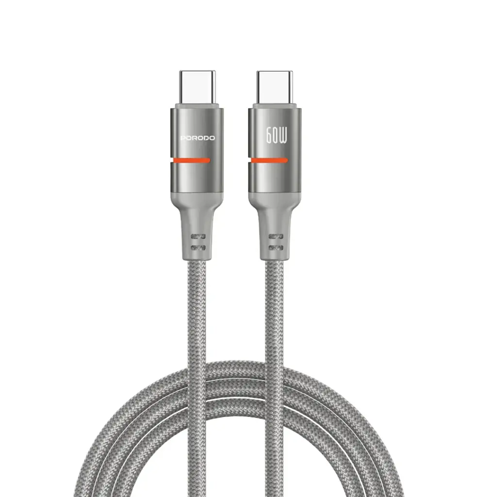 Porodo 60W Type-C To Type-C Braided Cable 3M - Grey