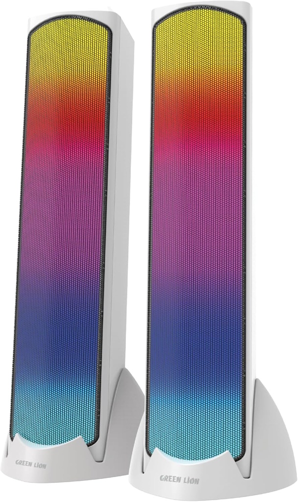 Green Lion Soundray Gaming Speakers-White {GNSDRAYSPWH} 