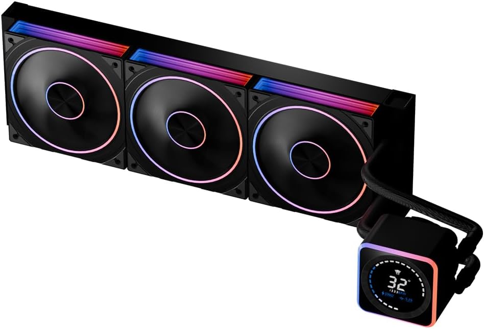 Jungle Leopard Astrobeat 360 black ARGB 360mm AIO CPU Cooler, Intelligent Temperature Control, Real-time readout, 300W TDP Liquid CPU Cooler for AMD AM4/AM5 & Intel LGA 115X/1200/1700