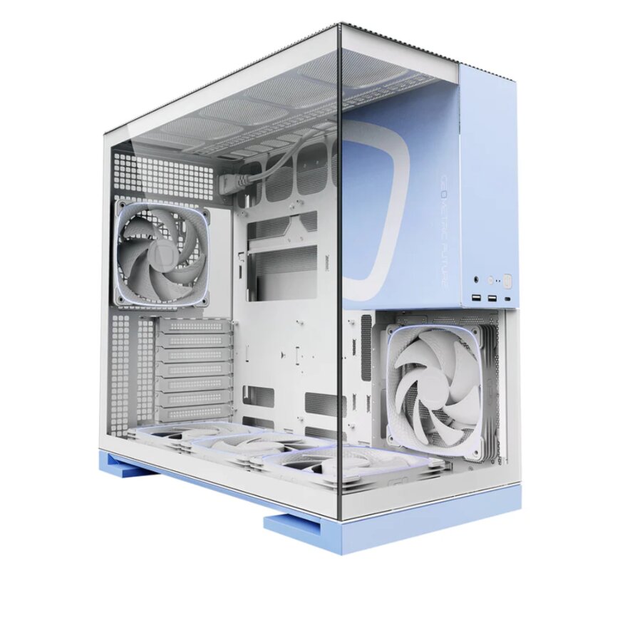 Geometric Future M5 Tempered Glass Mid Tower E-ATX Case - Blue | GEO-M5F-WB