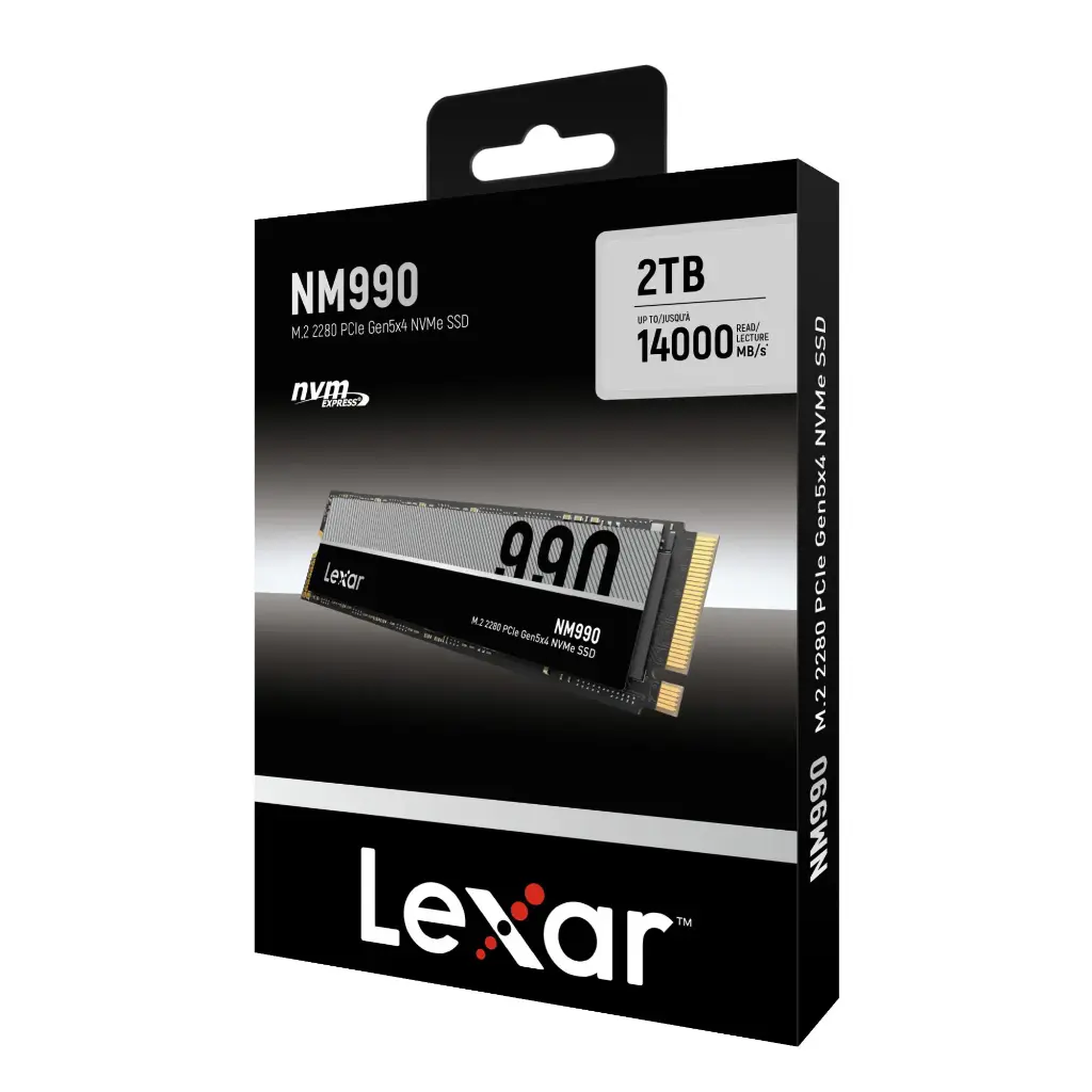 Lexar NM990 2TB PCIe 5.0 NVMe M.2 SSD read speeds of up to 14,000MB/s and write speeds up to 12,000MB/s - LNM990X002T-RNNNG