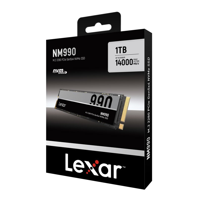 Lexar NM990 1TB PCIe 5.0 NVMe M.2 SSD read speeds of up to 14,000MB/s and write speeds up to 7,500MB/s - LNM990X001T-RNNNG