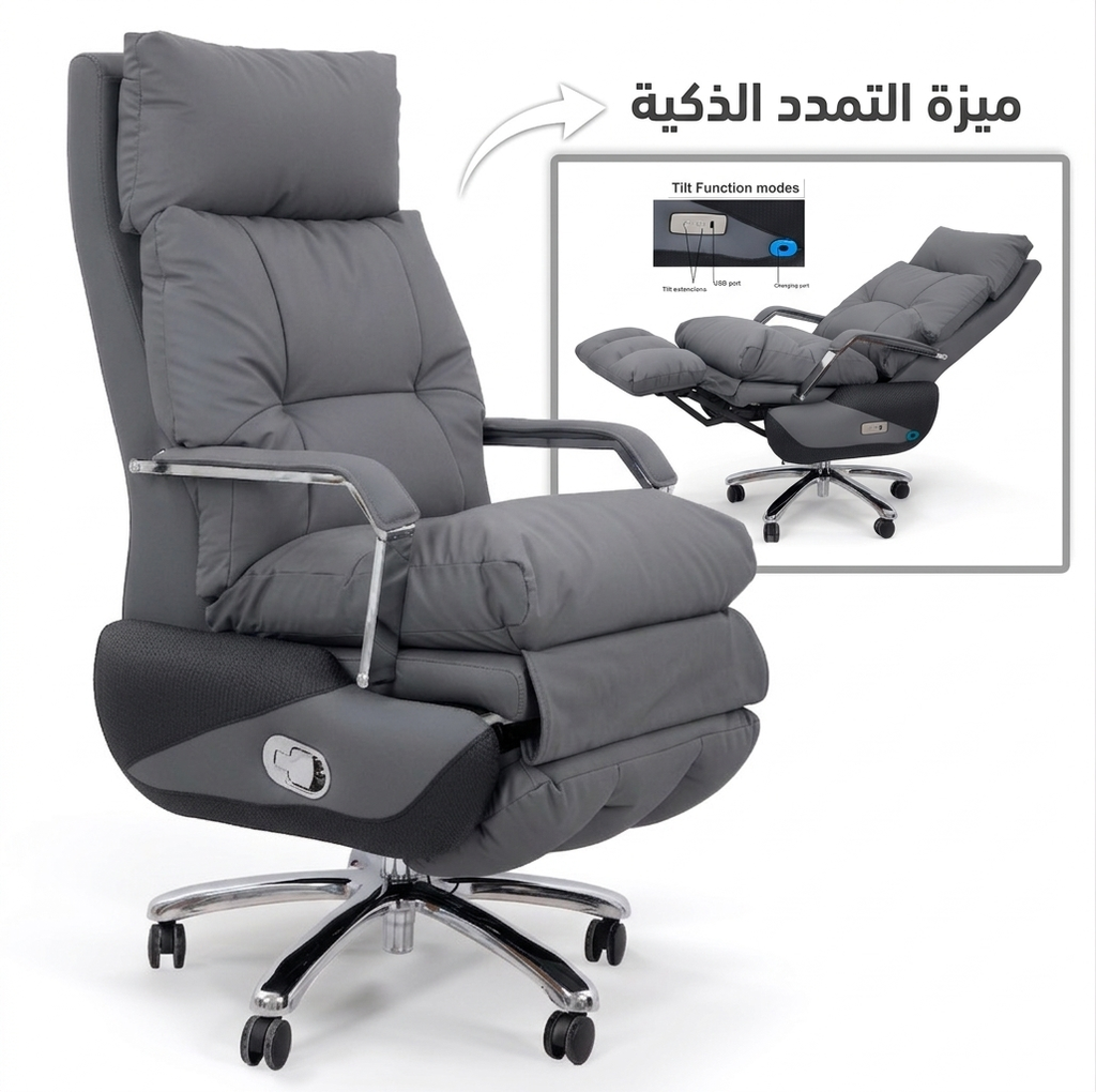 Electric Recliner Chair with Power Footrest and Rechargeable Battery for a Smart and Integrated Comfort Experience MH7338 Grey