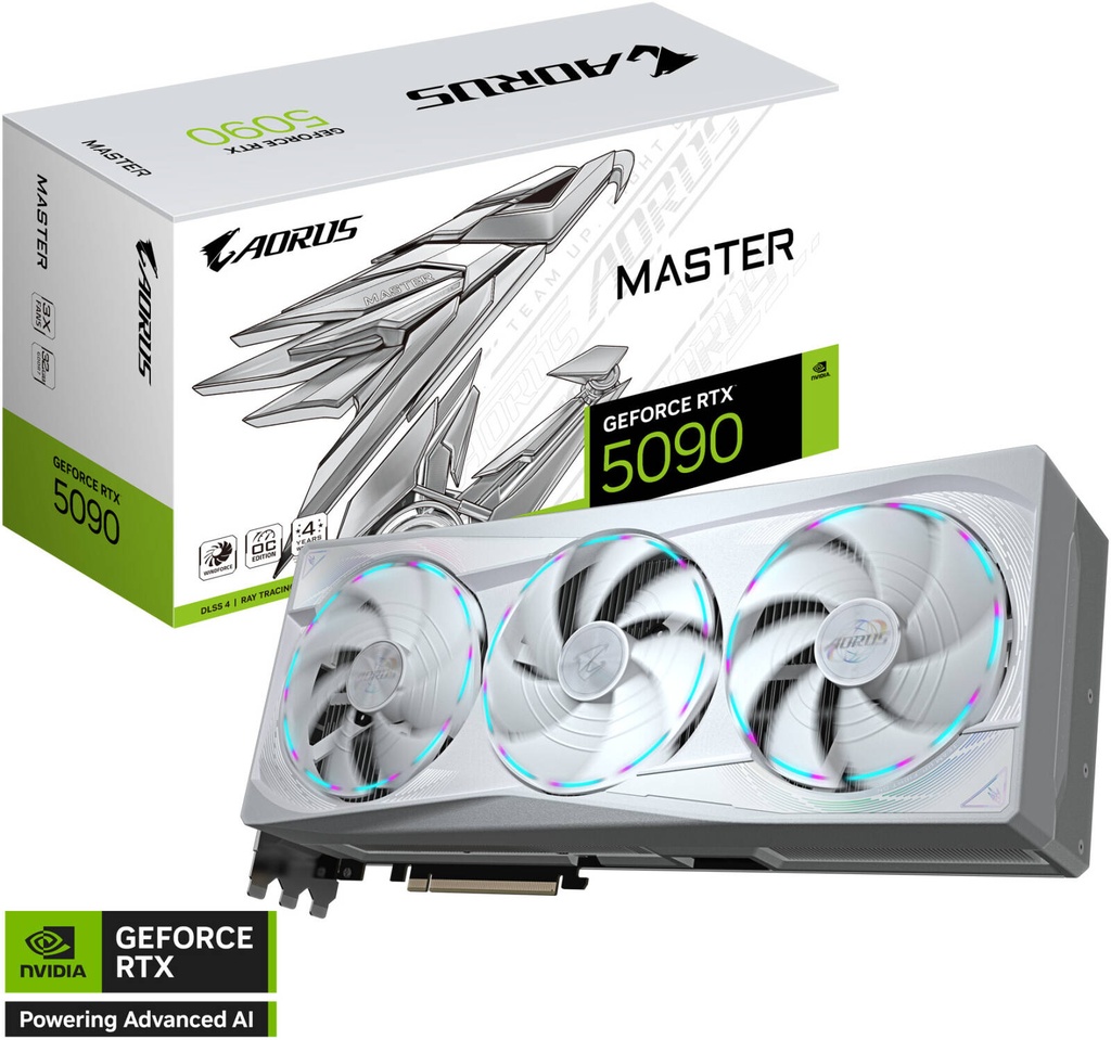 GIGABYTE AORUS GeForce RTX 5090 Master Ice Graphics Card, 32GB GDDR7 