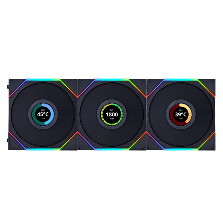LIAN LI UNI Fan TL-LCD 120 BLACK RGB Wireless (3pcs)