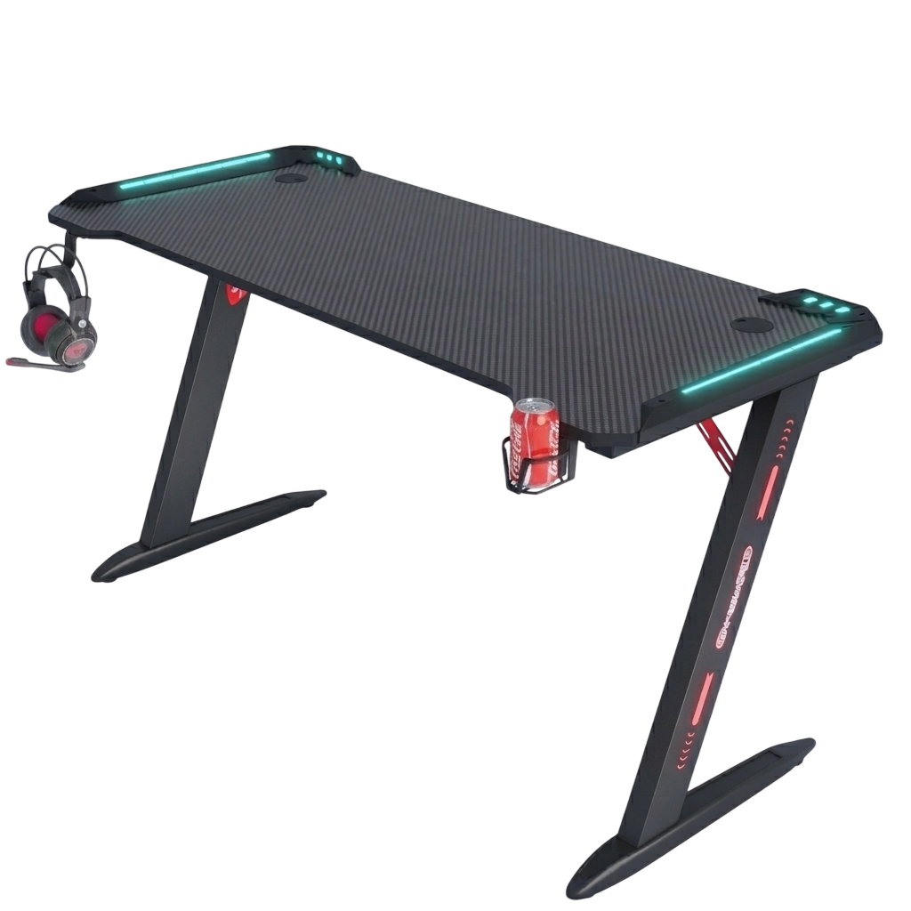 Gaming Desk Black Z-Shaped RGB 140x60x75cm – MAF Z161-140