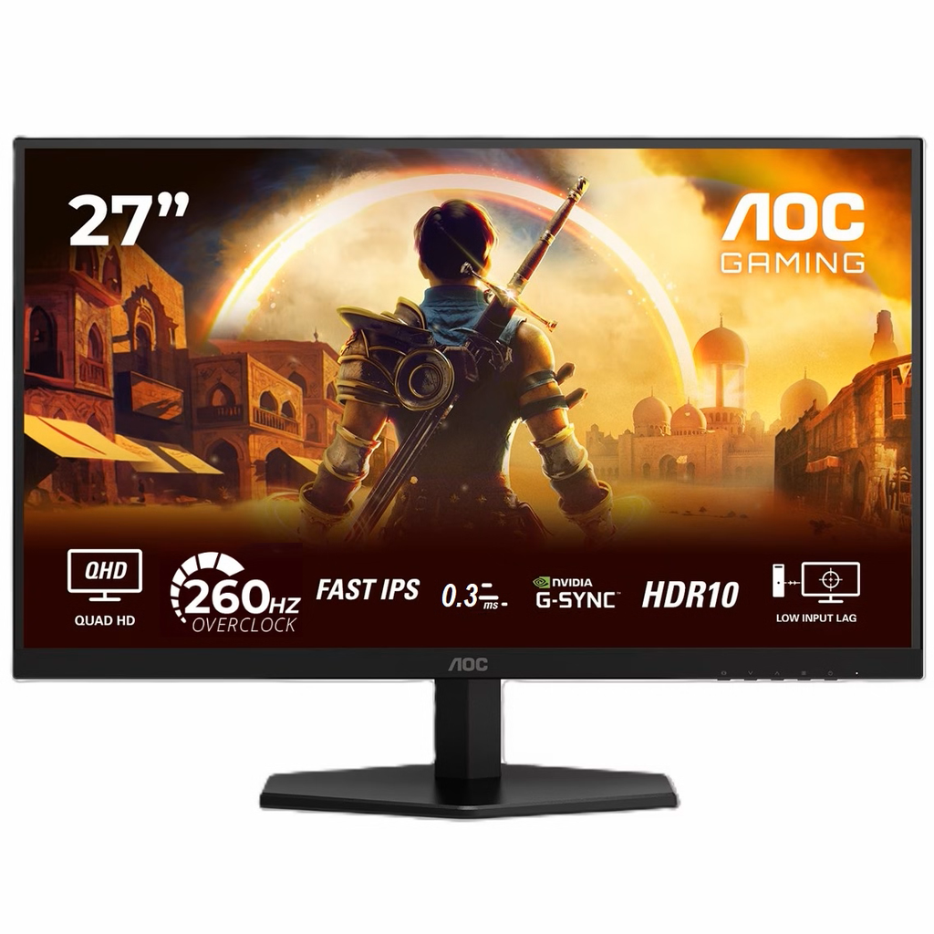 AOC 27'' 2K 260Hz OC, 0.3MS MPRT, Fast IPS Panel, HDR10, QHD Q27G42ZE