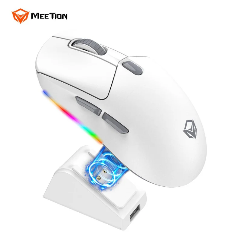 Wireless Mouse Meetion GW38 RGB 2.4Ghz Adjustable DPI 8000 High Quality Magnetic Charging Tri-mode Gaming Mouse 