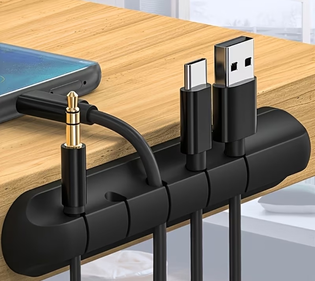 Multi-slot Cable Organizer Clip with 5 Slots for Easy Wire Management black