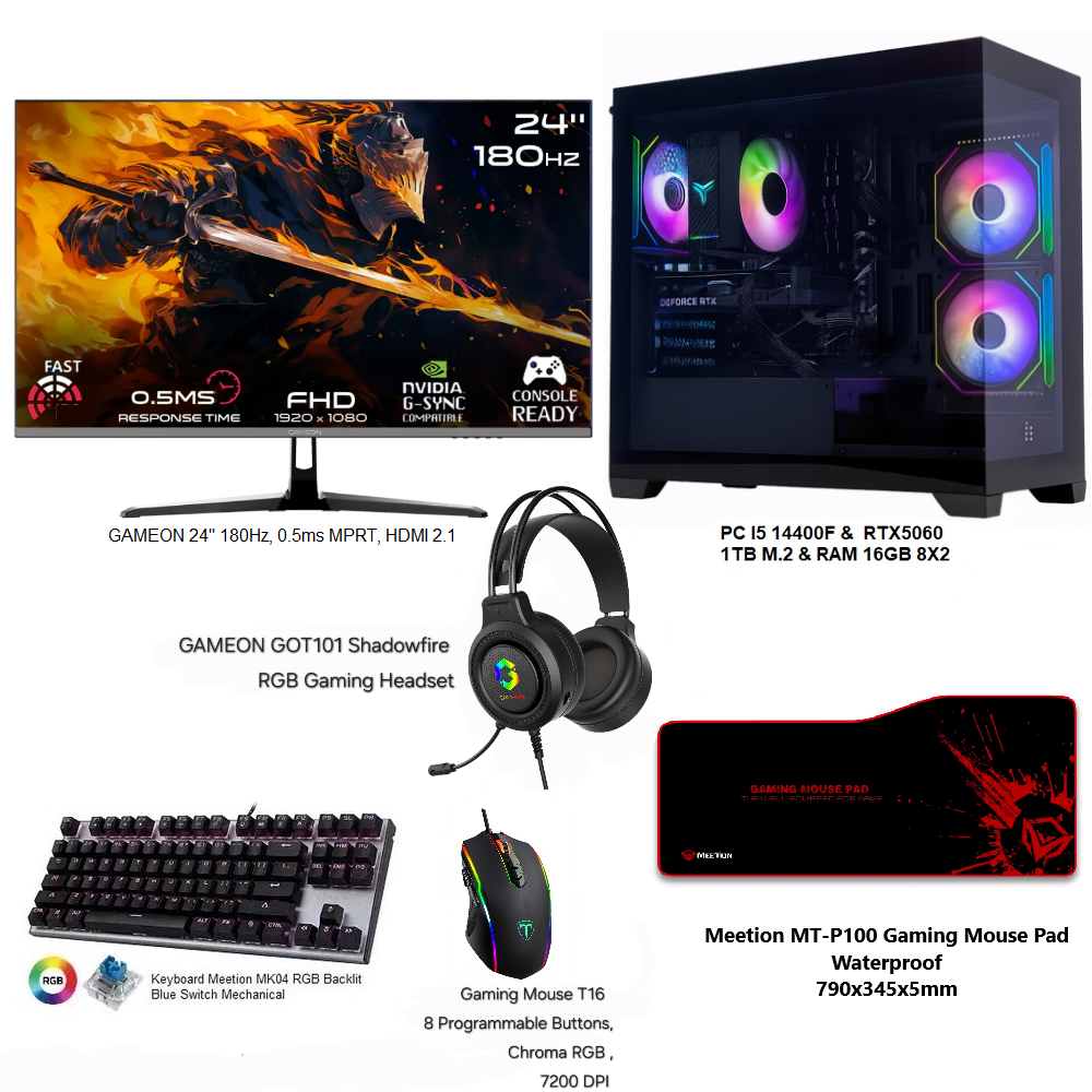 Gaming Full setup PC Intel Core i5 & RTX5060 GDDR7  