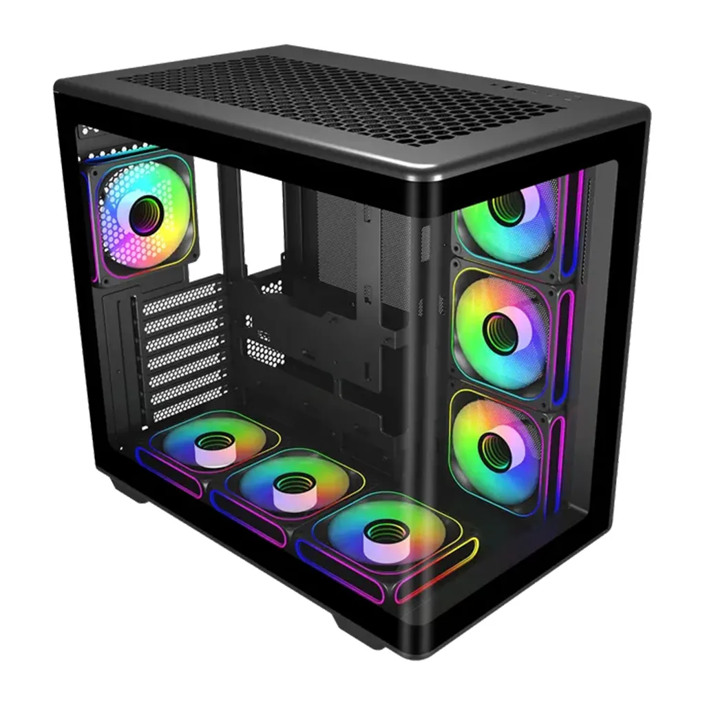 Cooler Master Elite 600 black Curved Tempered Glass ATX Case 7 x ARGB fans